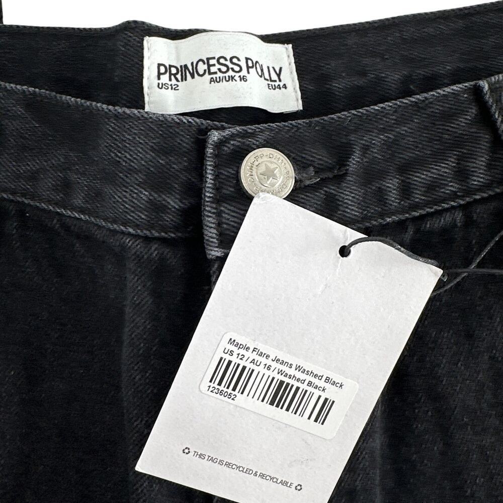 Princess Polly Women's Washed Black Maple Flare Jeans Size 12 - Picture 9 of 12